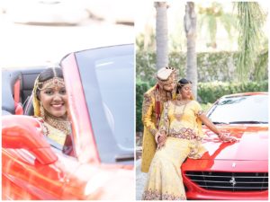 gold and red hindu wedding ferrari