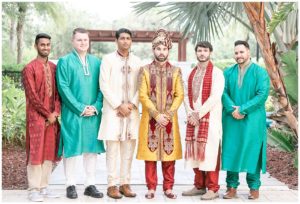 gold and red hindu wedding kurta