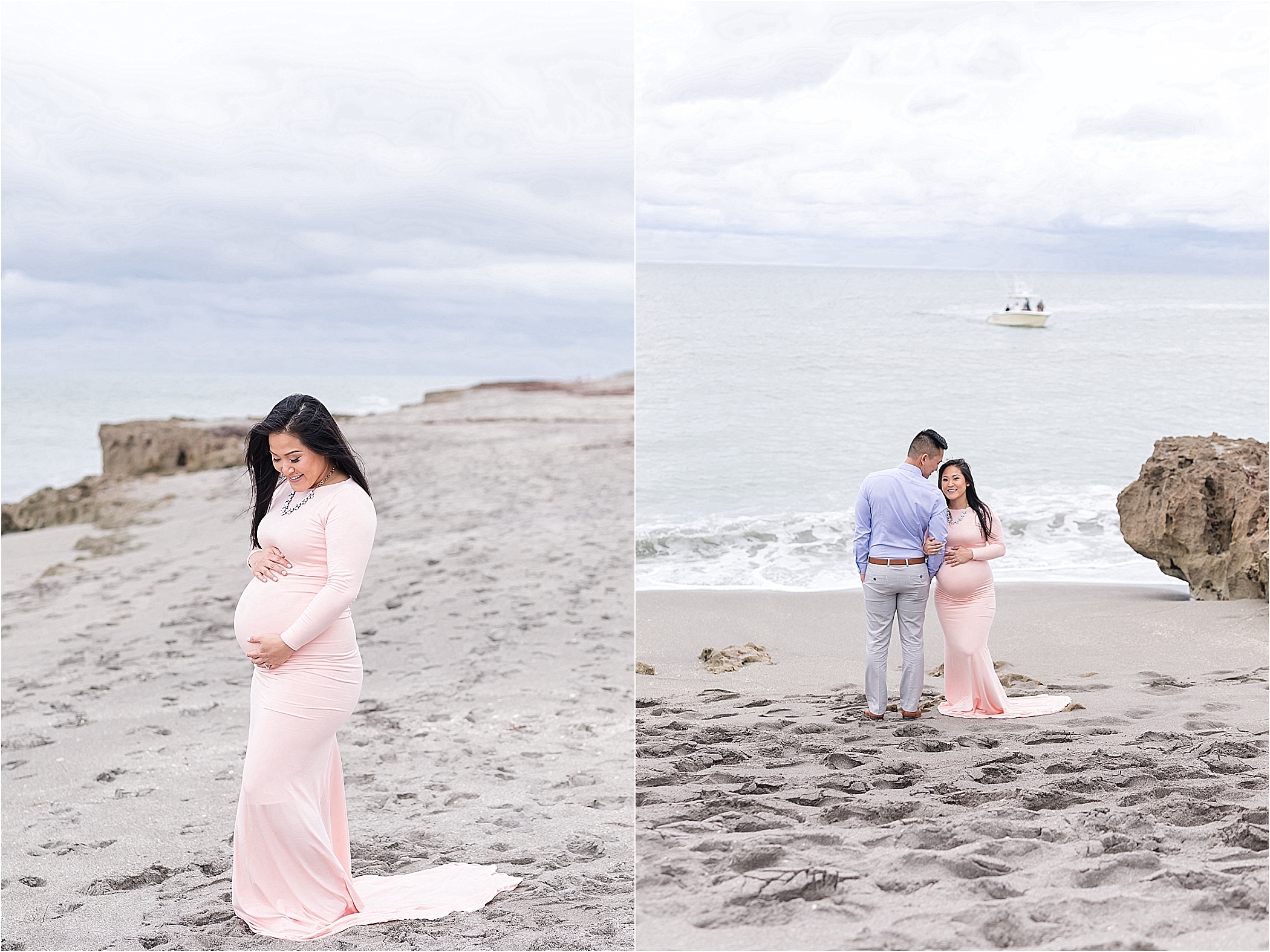 pink and blue theme maternity photos