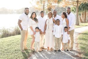 White and khaki family photos