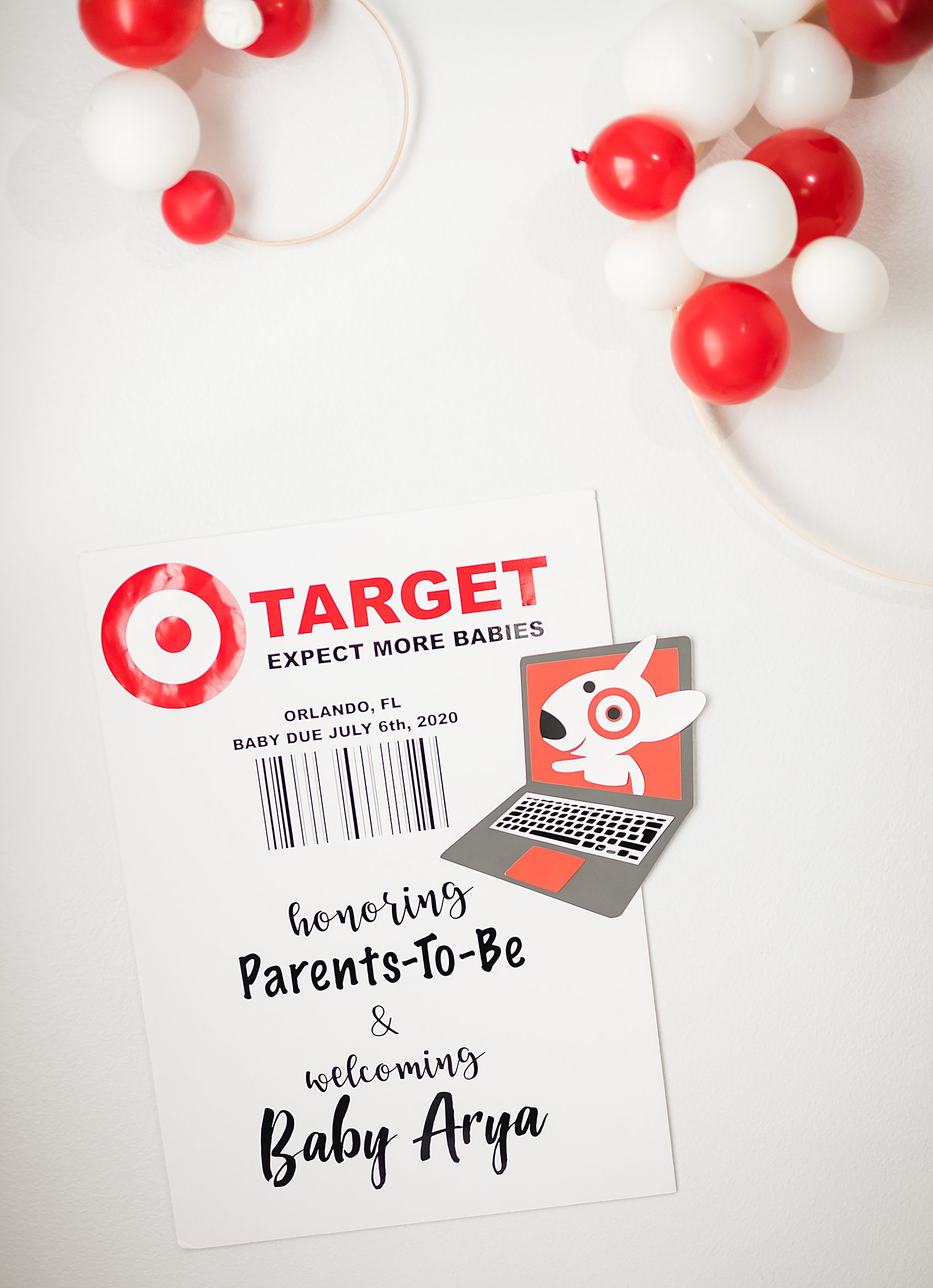 Target theme party sign receipt